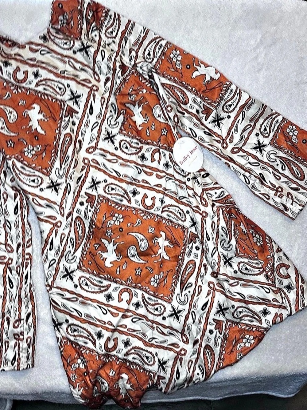 Bailey Rose Western Horse Print Short Sleeve Mini Dress